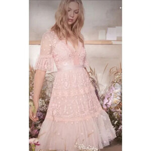 Needle & Thread Mid Summer Lace Dress in Ballet Slipper Pink
